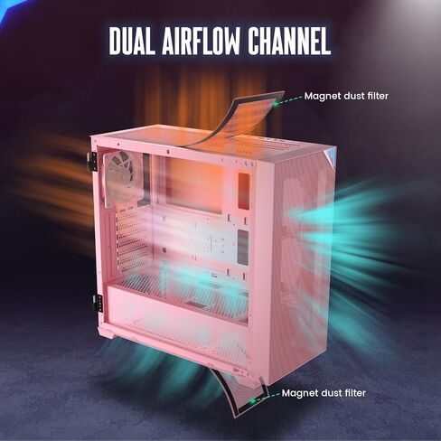VETROO AL800 Full Tower PC Computer Case w/Door Opening Design Tempered Glass, E-ATX/ATX Support, Built-in ARGB LED Strip in Front Mesh Panel, Type-C Ready, 4Pcs 120mm Addressable RGB Fans -Pink in Saudi Arabia