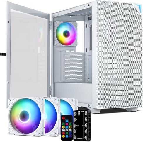 VETROO AL800 Full Tower PC Computer Case w/Door Opening Design Tempered Glass, E-ATX/ATX Support, Built-in ARGB LED Strip in Front Mesh Panel, Type-C Ready, 4Pcs 120mm Addressable RGB Fans -Pink in Saudi Arabia