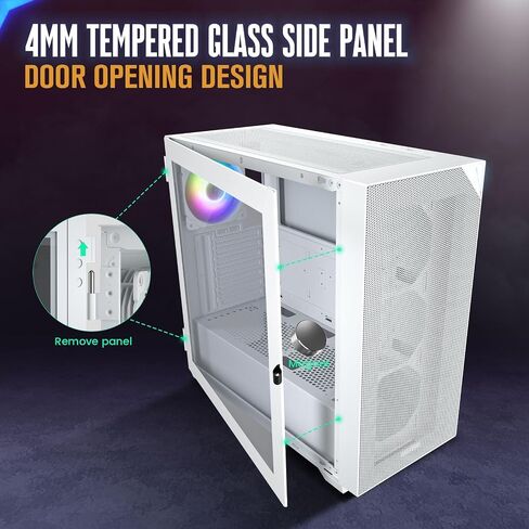 VETROO AL800 Full Tower PC Computer Case w/Door Opening Design Tempered Glass, E-ATX/ATX Support, Built-in ARGB LED Strip in Front Mesh Panel, Type-C Ready, 4Pcs 120mm Addressable RGB Fans -Pink in Saudi Arabia