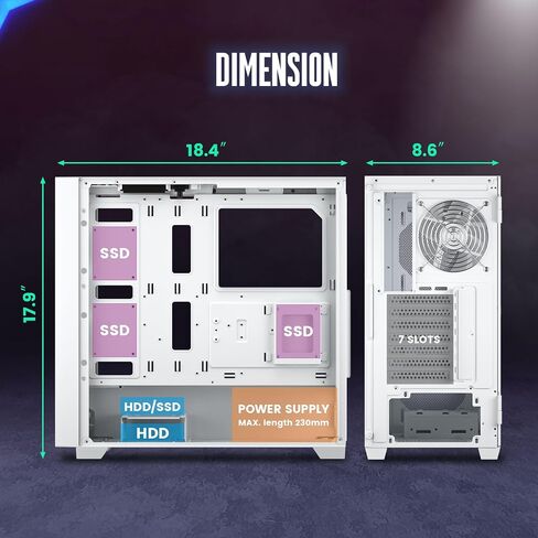 VETROO AL800 Full Tower PC Computer Case w/Door Opening Design Tempered Glass, E-ATX/ATX Support, Built-in ARGB LED Strip in Front Mesh Panel, Type-C Ready, 4Pcs 120mm Addressable RGB Fans -Pink in Saudi Arabia