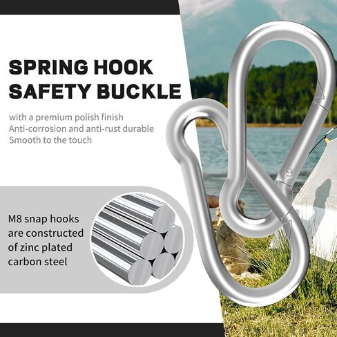 20Pack 4'' Spring Snap Hook, M10 3/8Inch Galvanized Steel Carabiner Clips for Hammock Swing Hammock Gym Outdoor, 770LBS Holding Capacity Metal Spring Clips Link Buckle for Camping Fishing in Saudi Arabia