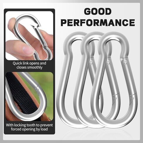 20Pack 4'' Spring Snap Hook, M10 3/8Inch Galvanized Steel Carabiner Clips for Hammock Swing Hammock Gym Outdoor, 770LBS Holding Capacity Metal Spring Clips Link Buckle for Camping Fishing in Saudi Arabia