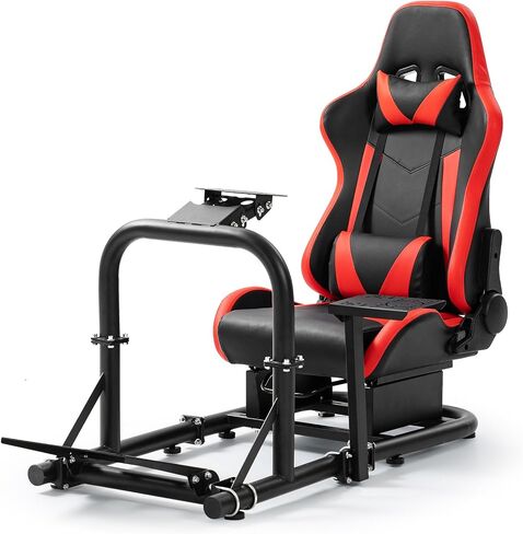 Racing Driving Simulator Cockpit with Red Seat Stability Upgrade&Adjustable Fit for Logitech/Thrustmaster/Fanatec G27,G29,G920,G923&T300RS T248&CSL-DD Wheel Frame,No Steering Wheel,Pedal,Handbrake in Saudi Arabia