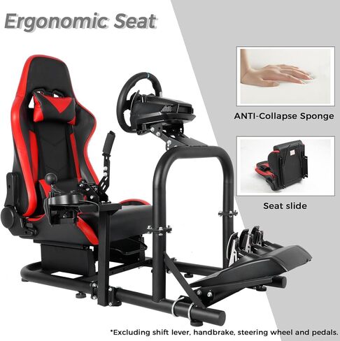 Racing Driving Simulator Cockpit with Red Seat Stability Upgrade&Adjustable Fit for Logitech/Thrustmaster/Fanatec G27,G29,G920,G923&T300RS T248&CSL-DD Wheel Frame,No Steering Wheel,Pedal,Handbrake in Saudi Arabia