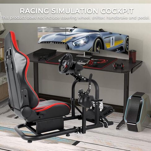 Racing Driving Simulator Cockpit with Red Seat Stability Upgrade&Adjustable Fit for Logitech/Thrustmaster/Fanatec G27,G29,G920,G923&T300RS T248&CSL-DD Wheel Frame,No Steering Wheel,Pedal,Handbrake in Saudi Arabia