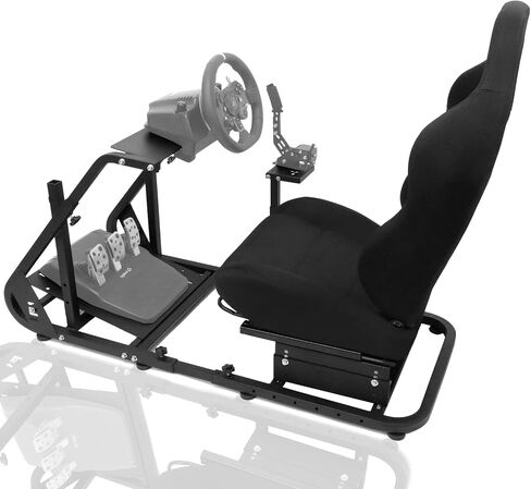 Anman G25 Racing Simulator Cockpit Adjustable Racing Steering Wheel Stand Fit for Logitech G29 G37 G920 G923, Thrustmaster T300R T500,FANTEC, Wheel Shifter Pedals NOT Included in Saudi Arabia
