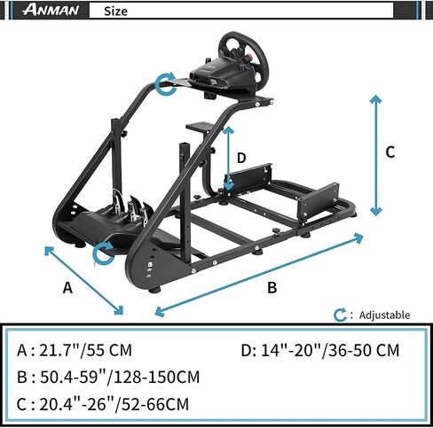 Anman G25 Racing Simulator Cockpit Adjustable Racing Steering Wheel Stand Fit for Logitech G29 G37 G920 G923, Thrustmaster T300R T500,FANTEC, Wheel Shifter Pedals NOT Included in Saudi Arabia