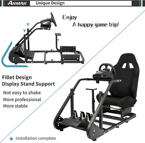 Anman G25 Racing Simulator Cockpit Adjustable Racing Steering Wheel Stand Fit for Logitech G29 G37 G920 G923, Thrustmaster T300R T500,FANTEC, Wheel Shifter Pedals NOT Included in Saudi Arabia