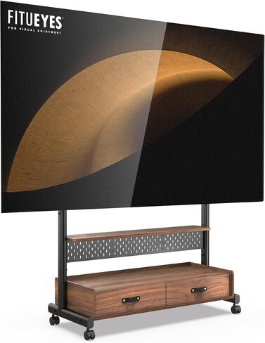 Fitueyes Rolling TV Stand مع أدراج من 70 إلى 100 شاشة تلفزيون كبيرة ， حامل تلفزيون Mobile على عجلات مع Pegboard و Wooden Resfl و Wooden Swit in Kuwait