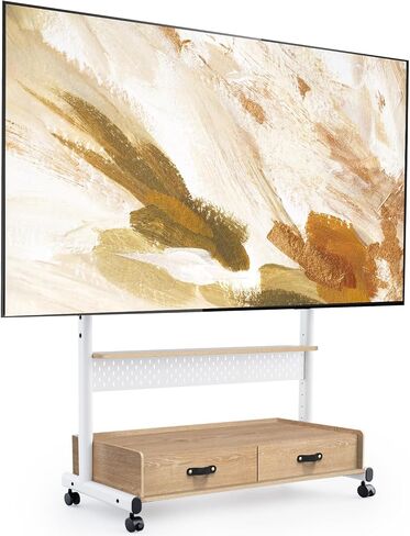 Fitueyes Rolling TV Stand مع أدراج من 70 إلى 100 شاشة تلفزيون كبيرة ， حامل تلفزيون Mobile على عجلات مع Pegboard و Wooden Resfl و Wooden Swit in Kuwait