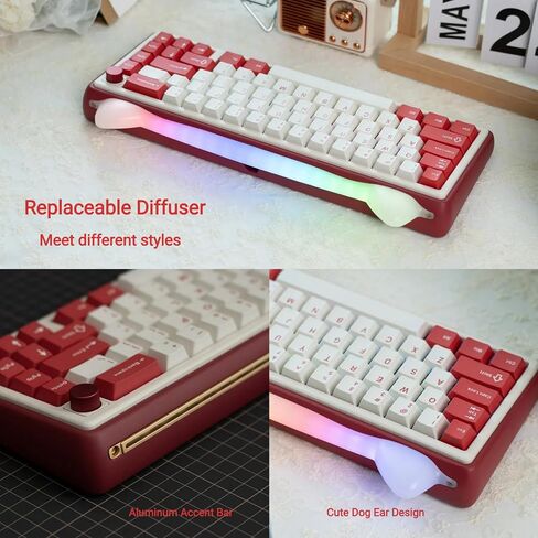 Chilkey Foxy65 Mechanical Keyboard with Knob, Gasket Mount 65% Aluminum Wireless Mechanical Keyboard, BT5.0/2.4GHz/USB-C, Hot Swappable, RGB Backlit Computer Custom Key Board for PC in Kuwait