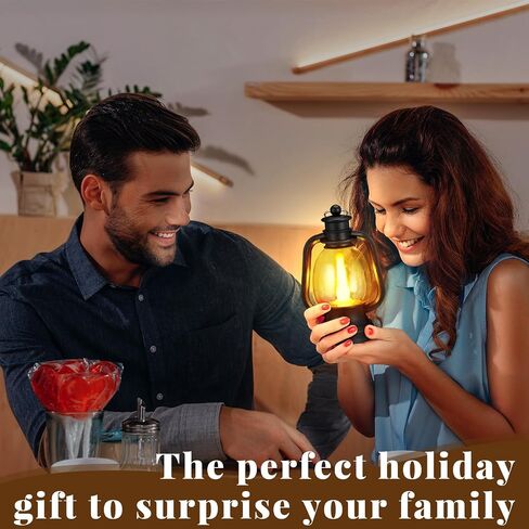 Ferraycle 12 Pcs Halloween Mini Lantern Decorative with LED Candle 4'' Small Lantern Table Centerpiece Vintage Christmas Lantern Ornament Camping Hanging Lantern Bulk for Western Cowboy Decor (Black) in Saudi Arabia