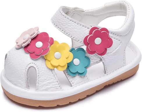 Skeblo Toddler Girls Squeaky Shoes Flower Punch Baby Mary Jane Flats Sandals (Removable Squeakers) in Saudi Arabia