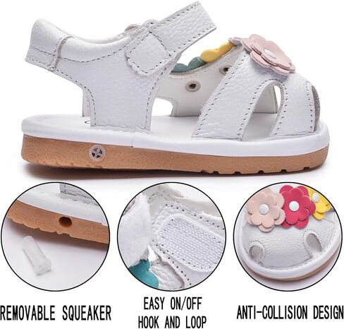 Skeblo Toddler Girls Squeaky Shoes Flower Punch Baby Mary Jane Flats Sandals (Removable Squeakers) in Saudi Arabia