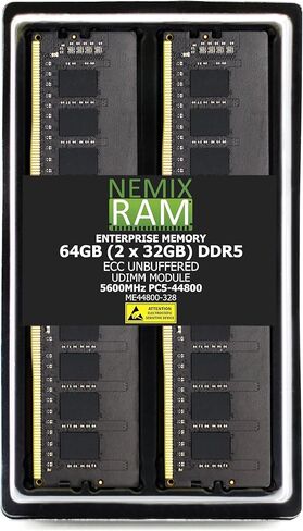 NEMIX RAM 48GB (2X24GB) DDR5 5600MHZ PC5-44800 2Rx8 1.1V CL46 288-PIN ECC Unbuffered UDIMM KIT Compatible with ASRock B850 Steel Legend WiFi Motherboard in Kuwait