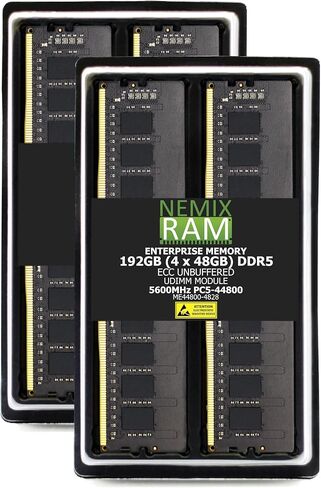 NEMIX RAM 48GB (2X24GB) DDR5 5600MHZ PC5-44800 2Rx8 1.1V CL46 288-PIN ECC Unbuffered UDIMM KIT Compatible with ASRock B850 Steel Legend WiFi Motherboard in Kuwait
