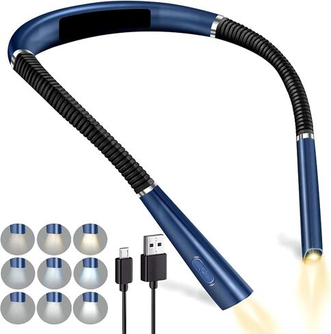 Rechargeable LED Neck Reading Light – 3 Color Modes & 3 Brightness Levels, Flexible & Adjustable Arms, Non-Slip Design, 60-80 Hr Long Lasting, Soft Silicone Comfort for Book Lovers Gray in Saudi Arabia
