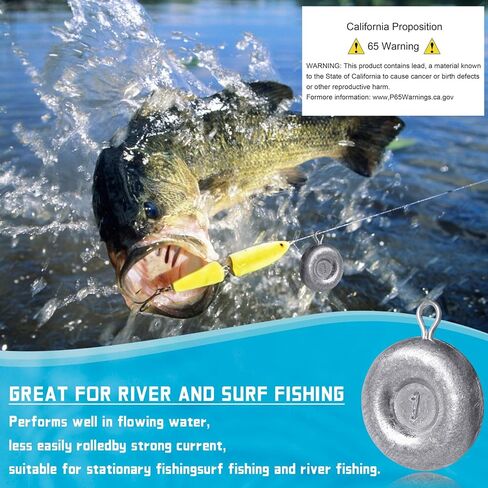 Fishing Weights Sinkers Disc Sinkers, Coin Fishing Sinkers Surf Fishing Weights Saltwater Bottom Fishing Trolling Catfish Weights, Heavy Fish Weight 1oz 2oz 3oz 4oz 5oz in Saudi Arabia