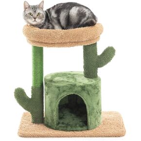 شجرة قطط كيلودور للقطط الداخلية، برج قطط صبار مقاس 24.5 بوصة مع مجثم علوي مبطن كبير، منزل هريرة، عمود خدش للقطط متوسط in Kuwait