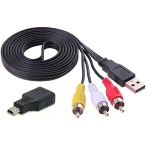 USB and Mini USB to 3 RCA Composite Video Audio Input Output Adapter Cable for Camera USB TV Sticks