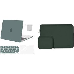 MOSISO Compatible with MacBook Air 13.6 inch Case 2022 A2681 M2, Neoprene Bag with Small Case&Plastic Hard Shell Case&Keyboard Cover&Screen Protector&Storage Bag, Emerald Green