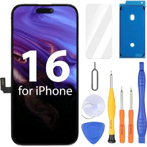 Ayake for iPhone 16 Screen Replacement, 6.1 inch FHD LCD Display and Touch Digitizer Screen, True Tone Programmable, Face ID Remains (for A3287, A3081, A3286, A3288)