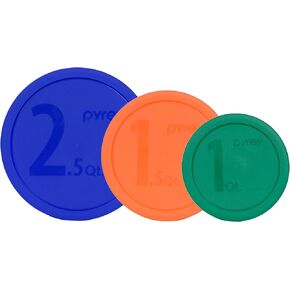 Pyrex 322-PC (1) Green 1qt & 323-PC (1) Orange 1.5qt & 325-PC (1) Blue 2.5qt Mixing Bowl Lids Made in the USA