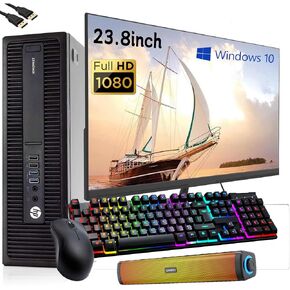 HP ProDesk 600 G2 SFF Desktop Computer PC with 24" FHD Monitor, Core i5-6500 Up to 3.6GHz, 16GB RAM, 256GB SSD, 1TB HDD, DP Cable, RGB Keyboard&Mouse, RGB Speakers, Windows10 Pro (Renewed)