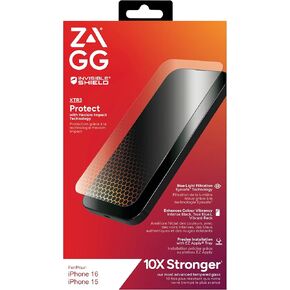 ZAGG InvisibleShield Glass XTR3 iPhone 16/15 Screen Protector - Blue-Light Filtration, 10X Stronger, Scratch & Smudge-Resistant Surface, Edge-to-Edge Protection, Install Tray Included