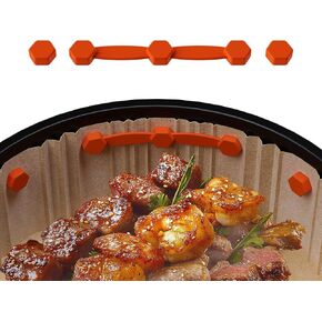 Wupeiaoo Air Fryer Magnet Silicone Buckle لتأمين بطانات ورق البرشمان-مقاومة للحرارة ، يمنع الحرق أو الرفع ، ويبقي الخطوط في مكانها ، البرتقالي ، حزمة واحدة