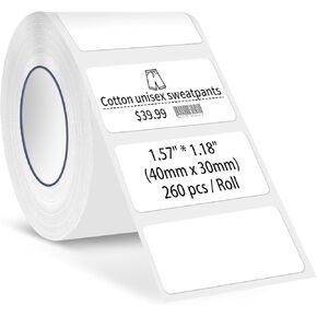 Rongta Label Tape for R22, Standard Laminated Thermal Label Tape Replacement, Waterproof, Oil-Proof Sticker for Home Office Small Business Labeling (White, Round Φ 2'' (170 Labels/Roll))