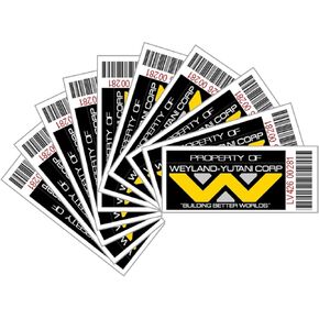 Asset Labels - Property of Weyland-Yutani (Pack of 10, Yellow, 50mm*20mm Vinyl)