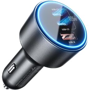 SCHUGS Laptop Car Charger, 140W Compact USB-C Car Charger, 241W 3-Port Multi-Device PD3.1 QC5.0 Fast Charging for MacBook, iPhone 16/15/14 Series, Samsung Galaxy, Pixel