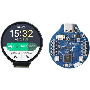 RP2350 Microcontroller Development Board with 1.28inch Round LCD IPS Screen 240×240 Pixels, 65K, Based on RPi RP2350, Dual-core & Dual-Architecture Design Type-C Connector