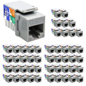 InstallerParts Cat.5e Rj45 110 Type Keystone Jack ، 90 درجة ، 50 حزمة ، العاج