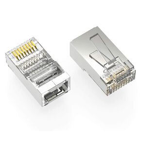 موصلات RJ45 CAT.5E نهايات/قابس محمي للصلبة للأسلاك المحمية التي تقطعت بهم السبل 50 ميكرون (100pk)