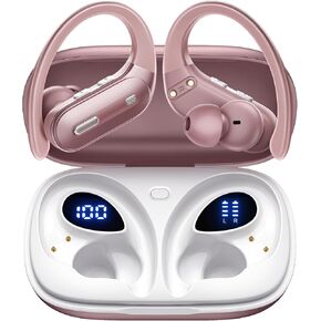سماعات الأذن اللاسلكية ضوضاء ANC إلغاء Bluetooth 5.3 سماعات الرأس 90 ساعة وقت الأذن مع عرض أذن طاقة الشحن اللاسلكي مع أذن الأذن مع earhooks ستيريو مقاوم للماء للهاتف Android