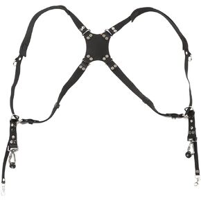 Camera Strap, Leather Dual Camera Harness, Camera Shoulder Strap for 2 Cameras, Adjustable Double Camera Harness