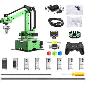MaxArm Robot Arm with Secondary Development ESP32 Open Source Programming Robot Arm with Glowing Ultrasonic, Color, Touch, Sound, Light, Digital Tube Sensors Kits, Vision Module, PS2 Handle