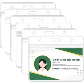 حامل شارة هوية شفاف عمودي، 6 قطع حامل بطاقة اسم مقاوم للماء مع قابل للإغلاق للحبل المنفصل، حامل شارة اسم بلاستيكية للممرضات والمكتب والمدرسة in Kuwait