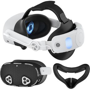 RGEEK Comfort Battery Head Strap with 6000mAh Compatible with Meta Quest 3S, Quest 3S Face Cover with VR Headset Protective Shell Cover for Quest 3S (3 in 1)