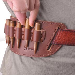 Handmade Genuine Leather Ammo Bullet Holster Rifle Shell Holder Cartridge Belt Loops