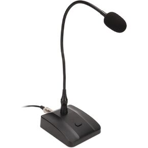 Keenso Professional 6.35mm Desktop Wired Microphone Stable Signal Adjustable Hose Snap Lock for Broadcasting Conferences Speech ABSBlack/1, for Speeches and Presentations
