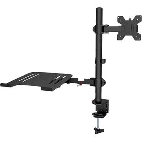 Monitor Desk Mount قم بضبط الحامل بالكامل مع صينية كمبيوتر محمول إضافية لجهاز الكمبيوتر المحمول الذي يصل إلى 17 بوصة وشاشة يصل إلى 32 "M076 (M074)
