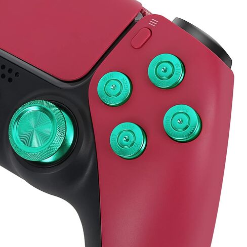 TOMSIN Metal Buttons Replacement Kit for PS5 Controller – Aluminum Thumbsticks & O X Square Triangle & Dpad Buttons Accessories Compatible with PlayStation 5 DS Controller (Green) in Kuwait