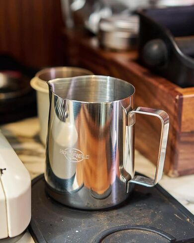 Milk Frothing Pitcher 12 oz (350ml) 304 Stainless Steel w/Latte Art Pen & Scale, Barista-Grade Espresso Steaming Jug for Cappuccino, Latte, Home & Commercial Use in Kuwait