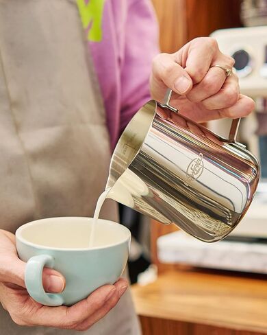 Milk Frothing Pitcher 12 oz (350ml) 304 Stainless Steel w/Latte Art Pen & Scale, Barista-Grade Espresso Steaming Jug for Cappuccino, Latte, Home & Commercial Use in Kuwait