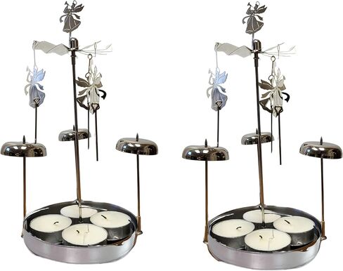 Spinning Angels Tealight Candle Spinner with Bell Chimes - Swedish Scandinavian Style Design - Approximately 8" H in Saudi Arabia