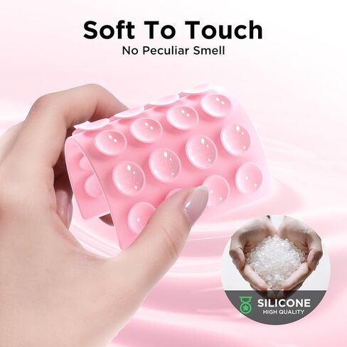 2 Pack Silicone Suction Cup Phone Case Mount Double-Sided, Hands-Free Strong Grip Holder for iPhone and Android, Sticky Phone Stand for Selfies and Videos, Pink+Transparent in Saudi Arabia