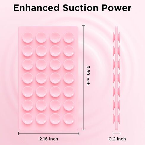 2 Pack Silicone Suction Cup Phone Case Mount Double-Sided, Hands-Free Strong Grip Holder for iPhone and Android, Sticky Phone Stand for Selfies and Videos, Pink+Transparent in Saudi Arabia